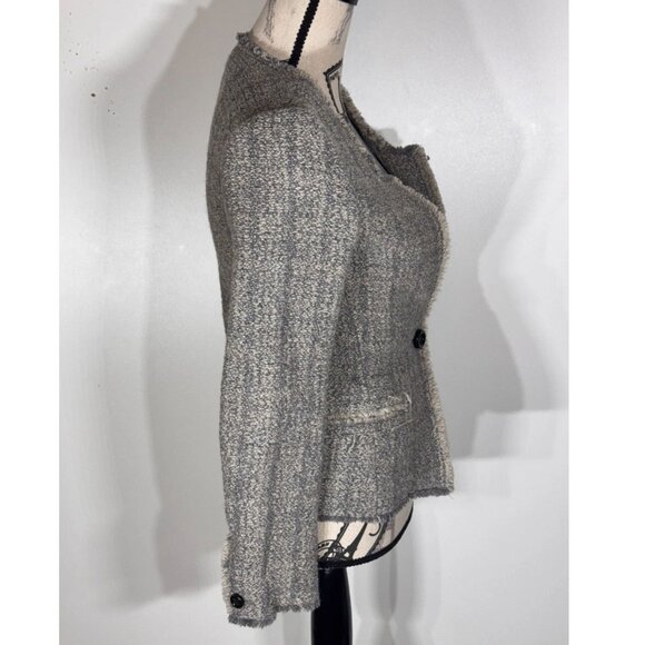 Isabel Marant Etoile Grey and Ecru Tweed Woolen Jacket, Womens Size 36 - Picture 3 of 7